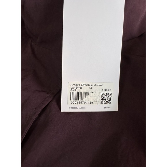 New Lululemon Always Effortless Jacket Size 12 Goodnight Plum W/Hood SOLD OUT - Picture 4 of 16